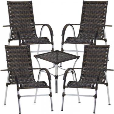 Imagem de 4 Cadeiras Vênus E Mesa Garden Para área Externa Trama Preto