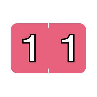 Imagem de Tabbies Barkley NBKM Compatível com etiquetas numéricas série 91600, rosa "1", 3" A x 3,5" L Tamanho da etiqueta, Sistema de código de cor de arquivamento, 500 etiquetas por rolo (91601)