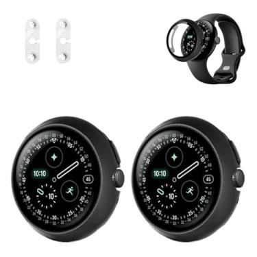 Imagem de Capa de 2 peças para Google Pixel Watch 4 de 41 mm com protetor de tela – Protetor de relógio rígido de PC com assistente de carregamento, carregamento compatível com capa, à prova de choque