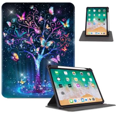 Imagem de Capa giratória para iPad Air de 11 polegadas M3/M2, capa para iPad Air 5ª/4ª geração com suporte para lápis, suporte giratório 360 com vários ângulos ajustável, hibernação automática para iPad Pro de