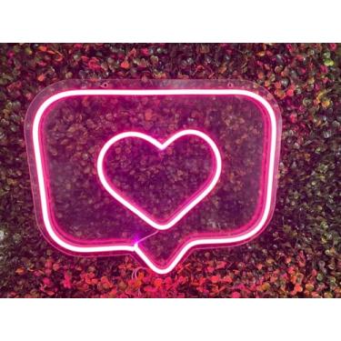 Imagem de Letreiro Neon Led Coração Like Instagram 35cm Neon Bivolt
