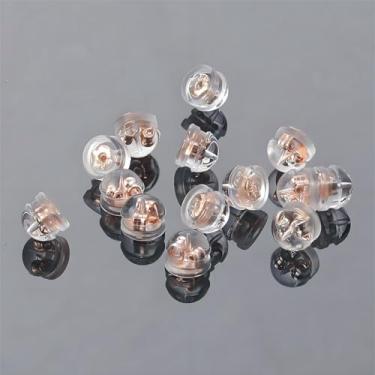 Imagem de Costas de brinco de silicone, suporte de brinco hipoalergênico em forma de hambúrguer, almofadas traseiras de segurança de orelha transparentes e macias para substituição de rolha de embreagem para