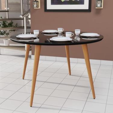 Imagem de Mesa de Jantar 4 Lugares Em MDF Com Pés Palito E Tampo de Vidro - Móve