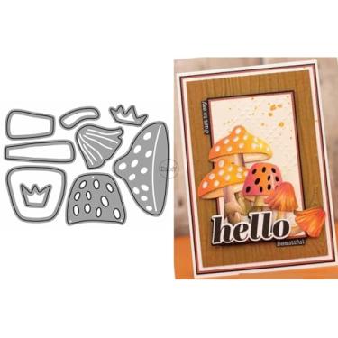 Imagem de DzIxY Conjunto de moldes de corte de metal de cogumelo patchwork para fazer cartões, conjunto de recortes de papel, estêncil, suprimentos, modelos de máquina