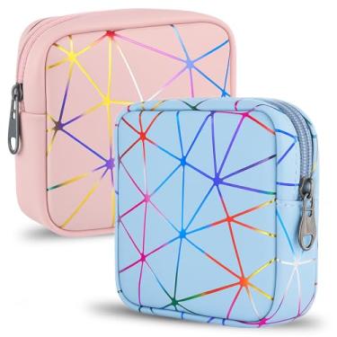 Imagem de CIATBYYJ Bolsa de armazenamento de absorventes higiênicos à prova d'água com zíper, bolsa de maquiagem portátil para toalha higiênica, bolsa de menstruação reutilizável feminina, bolsa organizadora de