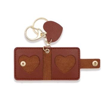 Imagem de Porta-cartões e porta-cartões para mulheres, carteira rosa, chaveiros, bolsa de couro, berloque, coração, presentes de amizade