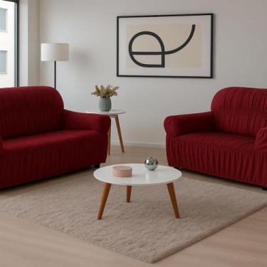 Imagem de Capa de Sofá 2 e 3 Lugares Elasticada Malha Gel 28 Elásticos Vinho - F