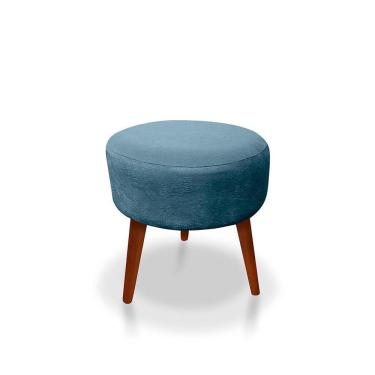 Imagem de Puff Redondo Decorativo Panqueta De Apoiar Os Pés Suede Azul Turquesa
