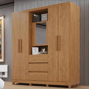 Imagem de Guarda-roupa De Casal Giga 5 Portas 2 Gavetas - Tudo De Móveis Cinamomo