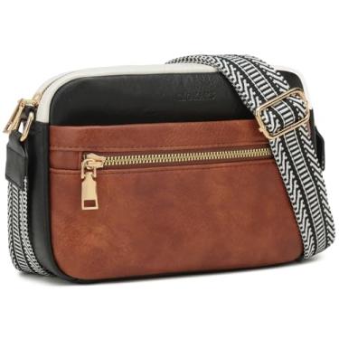 Imagem de CLOKARS Bolsas transversais para mulheres, bolsas pequenas de couro vegano, bolsa de ombro transversal, presentes de aniversário para mulheres, Preto, bege, marrom, Medium, Bolsa transversal pequena