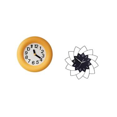Imagem de Fenteer Relógio de Parede Analógico Contemporâneo E Silencioso com Design em Acrílico em Formato de Flor, Relógio de Madeira Redondo Sem -taque para