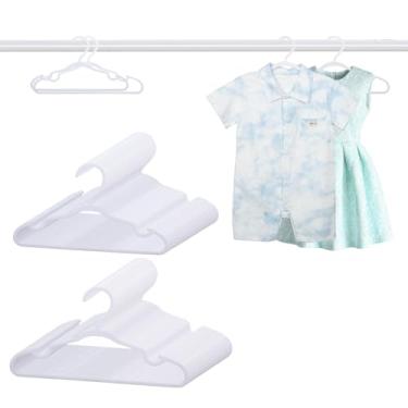 Imagem de Cabides infantis de plástico, pacote com 100 cabides antiderrapantes para roupas, calças, saias e saias (branco)