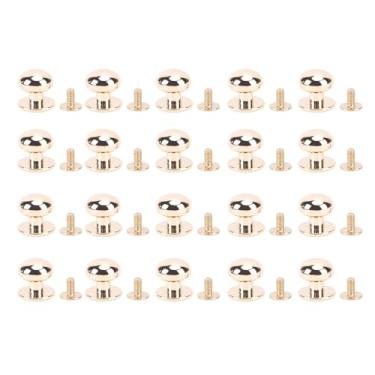 Imagem de Rebites de cabeça esférica 12 mm Parafuso de alta dureza Design traseiro Rebites de cabeça redonda para artesanato Acessórios de couro Liga de zinco Material de ferro 20 conjuntos (Ouro)