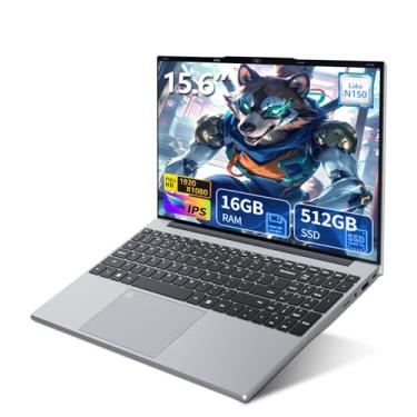 Imagem de Laptop de 15,6 polegadas, processador quad-core N150 (até 3,6 GHz), laptop tradicional 16 GB RAM 512 GB SSD, teclado retroiluminado, desbloqueio de impressão digital, FHD 1920 * 1080, Win 11 Pro