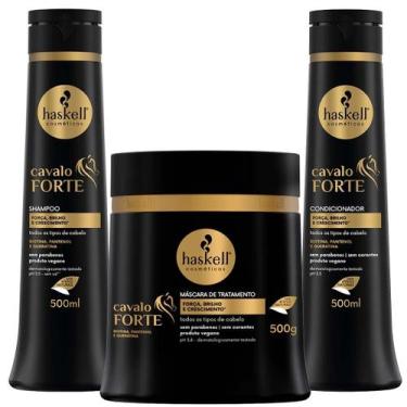 Imagem de Kit Cavalo Forte Shampoo Condicionador 500ml Máscara 500g - Haskell