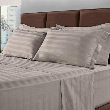 Imagem de Jogo de Cama Solteiro 300 Fios 100% Algodão Adamascado 3 Peças 