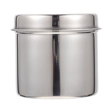 Imagem de Healifty 1 pote de pomada para molho de salada, recipiente de armazenamento com tampa, suporte de cotonete, recipiente organizador redondo, recipiente de aço inoxidável, café, algodão, bola, pote