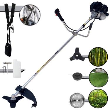 Imagem de Roçadeira Robusta Toyama RT43LB-25A À Gasolina 2T 43cc 10.000rpm 1,7HP de Potência Completo Com Lâmina 3 Pontas + Lâmina 40 Dentes + Carretel Nylon