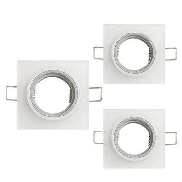 Imagem de Kit 3 Spot Taschibra Quadrado Embutir Vidro Jateado Sp23 Mr1