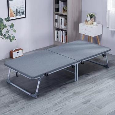 Imagem de JYXYXSCP Cama dobrável de painel, cama de solteiro, soneca, escolta doméstica, cama de acampamento multifuncional portátil, cama rígida, incluindo colchão de esponja (W90 cm)