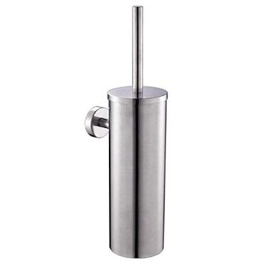 Imagem de SPOUR Escova de vaso sanitário, suporte de parede para escova de vaso sanitário - kit de limpeza coordenada de escova de vaso sanitário de aço inoxidável escova esférica preta