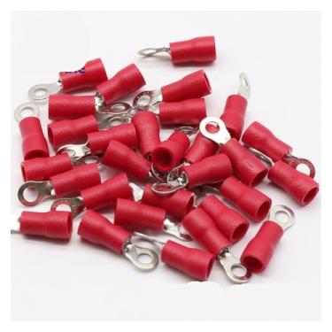 Imagem de RV1.25-3 conector de fio isolado anel vermelho terminal elétrico de crimpagem RV1.25-3 conector de fio de cabo 100 peças RV1-3 RV