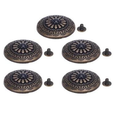 Imagem de SALALIS Conjunto de Botão Traseiro Parafuso Vintage Preto e Turquesa Requintado Formato Redondo Bronze Antigo Conchos para Artesanato Em Couro