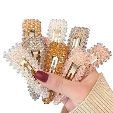 Imagem de TicTac de Cabelo com Cristal Brilhante Perolas Prendedor de Cabelo Elegante com Strass para Festas e Uso Diário(Cristal gota,kit 12)