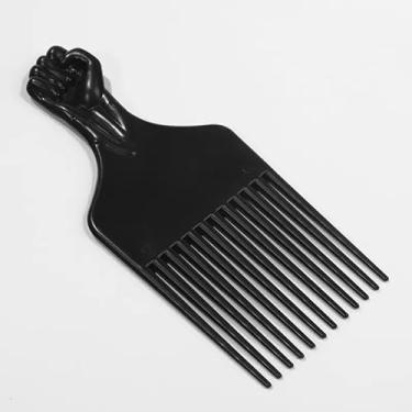 Imagem de 1 pente de cabelo para pentear cabelos cacheados femininos e masculinos, ferramentas de cabeleireiro de plástico para perucas, tranças e afros, preto