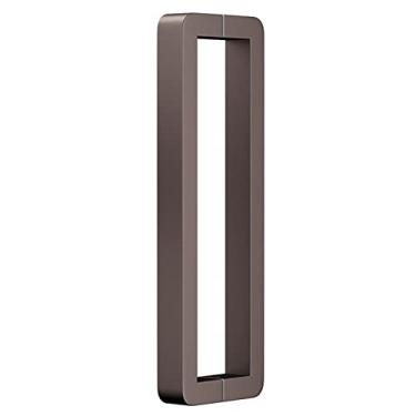 Imagem de Puxador de porta moderno push-pull canto redondo, alças emparelhadas para porta única, puxador de barra lisa de aço inoxidável para portão interno e externo, poste de 38 x 25 mm (cor: marrom, tamanho