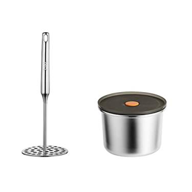 Imagem de Espremedor de aço inoxidável: Gadget de cozinha versátil para batatas, alho e mais