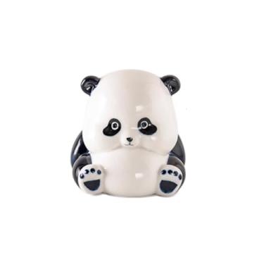 Imagem de Cofrinho panda de cerâmica, enfeite de mesa fofo para decoração de casa e quarto, caixa decorativa para economizar dinheiro com pingente (2)