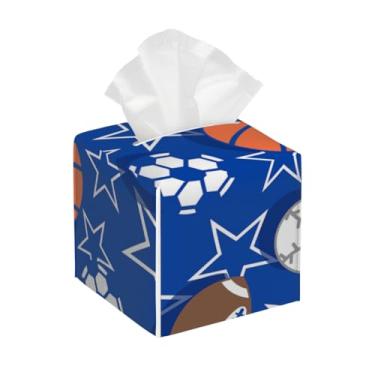 Imagem de Capa quadrada de couro para caixa de lenços de papel, impermeável, esportiva, padrão, organizador de papel facial com cinto inferior, estojo de lenços para mesa, banheiro, escritório, mesa, carro