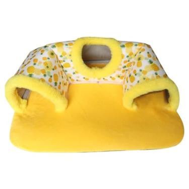 Imagem de IEUDNS Túnel esconderijo para porquinhos-da-índia, brinquedo tubular para brincar, tapete aconchegante para dragões-barbudos, Amarelo