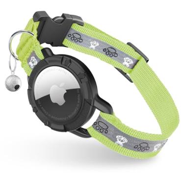 Imagem de Coleira AirTag reflexiva para gatos, coleira rastreadora integrada com suporte de etiqueta de ar e sino, coleiras de GPS para gatos com faixa elástica de segurança para meninas, meninos, gatinhos e