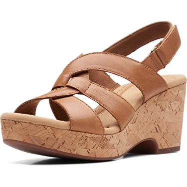 Imagem de Clarks Giselle Beach Sandália anabela masculina, Couro bronzeado, 6 Wide