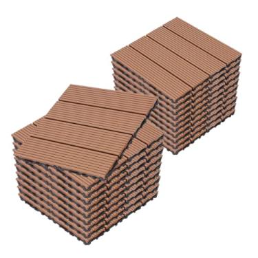 Imagem de SPXMQSS Decking composto, azulejos de deck ao ar livre, telha de convés interligados WPC para exterior interior pátio jardim varanda terraço 30 x 30 x 2,2 cm A 22 peças