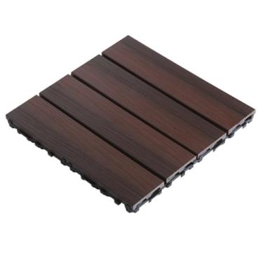 Imagem de SPXMQSS Decking composto, piso de jardim ao ar livre, telhas de deck interligadas WPC, para terraço de jardim, varanda, antiderrapante, fácil de instalar, ótima drenagem 30 x 30 x 2,2 cm A 11 peças