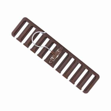 Imagem de ZAWELIYO Cinto de Gravata Cachecol Rack Organizador Plástico Resistente Armário Espaço Saver para Organização Guarda-roupa Marrom 10 Slot Titular (Marrom)