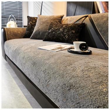 Imagem de SPXMQSS Capa de sofá para seções, capas antiderrapantes para sofás, capa espessa de sofá em forma de L, capa de sofá universal de chenille supermacia C 110 x 110 cm