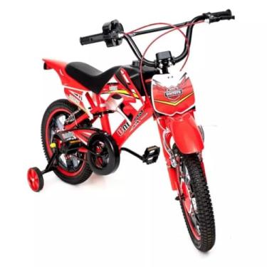 Imagem de Bicicleta Infantil MotoCross Aro 16, Freios V-Brake, Efeito Sonoro de Moto, Unissex, 4-8 Anos