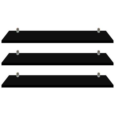 Imagem de Kit 3 Prateleira Preta Mdf 30x9 Suporte Cadeirinha Decoração
