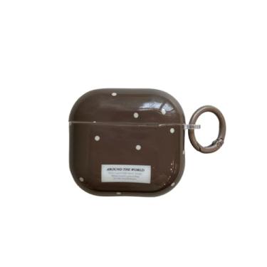 Imagem de AiDianFuYa Capa de bolinhas creme com trava para AirPods de 4 gerações, estampa estética vintage, elegante, luxuosa, retrô, meninas, mulheres, capa protetora para Airpod 4ª geração (marrom)