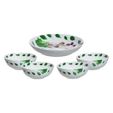 Imagem de Jogo de 5 bowls para salada em porcelana (1 X D27cm + 4 X D20cm)