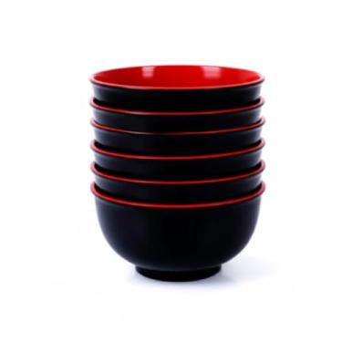 Imagem de Kit 12 Tigelas de Melamina com Colher - Bowl Oriental 1L para Restaurante Japonês (Não Inclui Organizador de Talheres)(Kit 6 Unidades 37% 0FF)