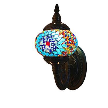 Imagem de Arandela de parede turca marroquina, estilo boêmio, com cúpula de vidro mosaico vintage, ideal para sala de estar, quarto, corredor, varanda, café ou bar. E14,E