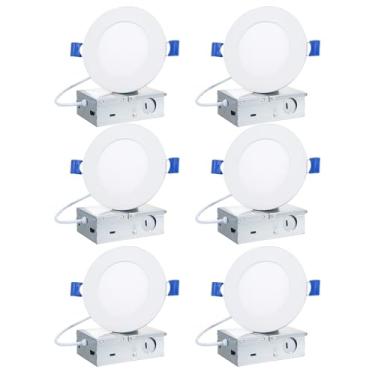 Imagem de 6 peças de Luminária Embutir LED 9W 3W com Modo Luz Noturna Alto Brilho Ultra-Fina Painel Teto Redondo 5CCT 2000K Amarel