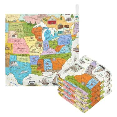 Imagem de Kigai Mapa do mundo colorido toalhas de bebê, 5 peças de toalha absorvente ultra macia, toalha de rosto de banho recém-nascido, lenços umedecidos naturais reutilizáveis para pele sensível, lista do