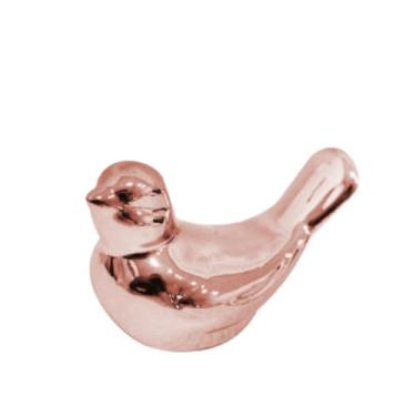 Imagem de Enfeite Casal de Passarinhos Decoração Porcelana Pequeno Dourado Rose Prata Objeto Decorativo Rack Sala(3 unidades,Rose Gold)