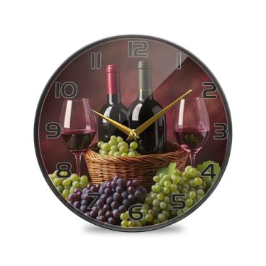 Imagem de YETTASBIN Relógio de parede acrílico para garrafas de vinho tinto, silencioso, sem tique-taque, operado por bateria, relógio redondo decorativo criativo para cozinha, sala de estar, banheiro